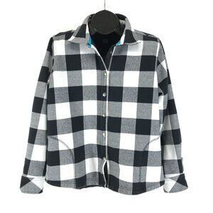 Orvis Fleece Lined Flannel Shirt Jacket Women's XL Plaid Check Shacket Outdoor